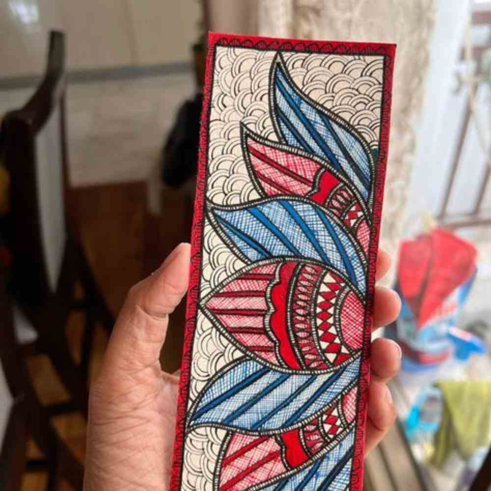 Multicolour Flower Madhubani Handpainted Bookmark